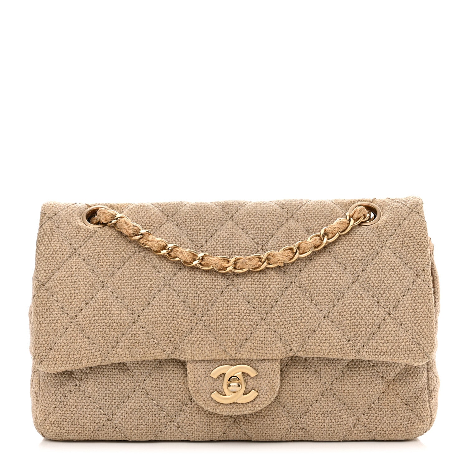 Chanel Canvas Quilted Mini Rectangular Flap Beige 1 of 10