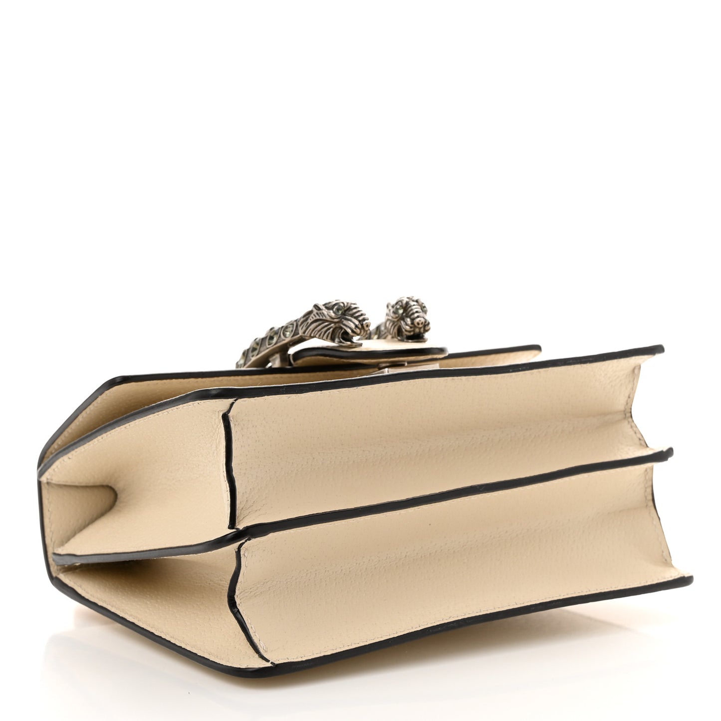 Textured Calfskin Crystal Bamboo Web Mini Dionysus Top Handle Bag Mystic White