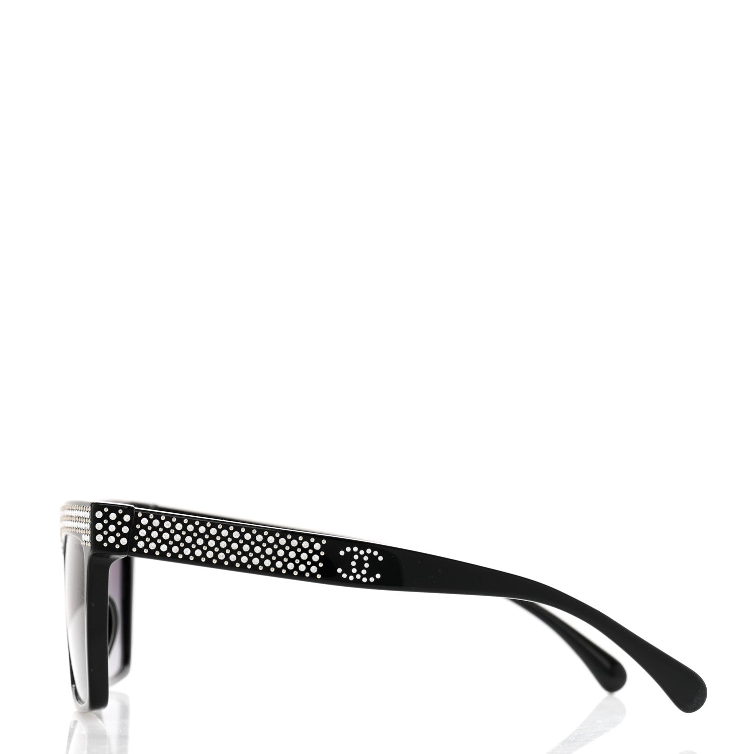 Chanel Acetate Strass Rectangle Sunglasses 71539A Black 3 of 8