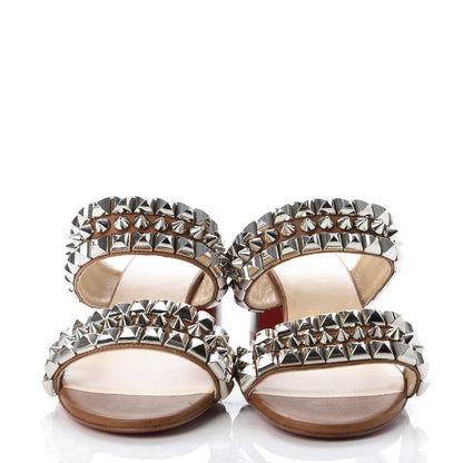 Christian Louboutin Calfskin Studded Tina Goes Mad 55 Slide Sandals 39.5 Cuoio 2 of 9