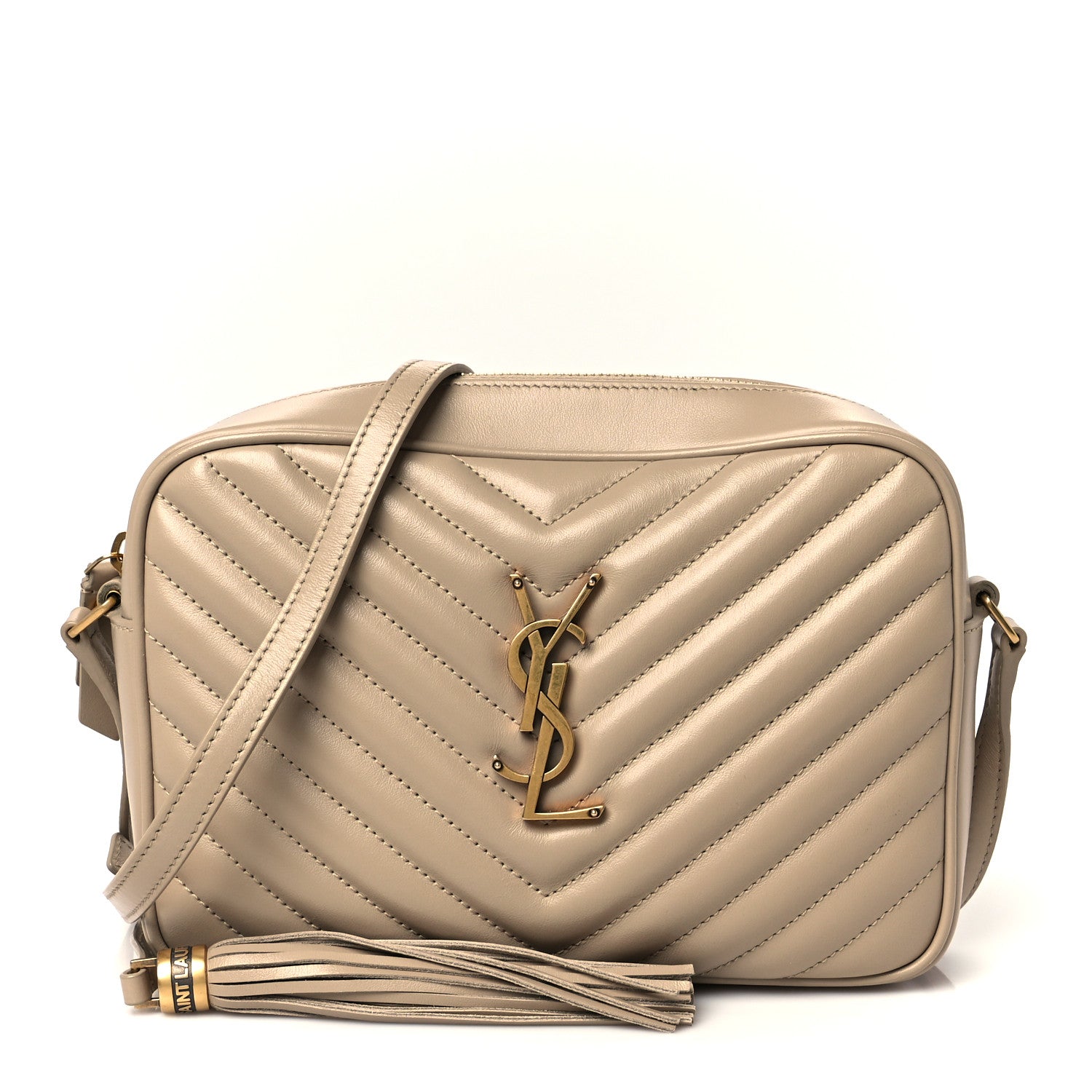 Saint Laurent Calfskin Matelasse Monogram Lou Camera Bag Dark Beige 1 of 10