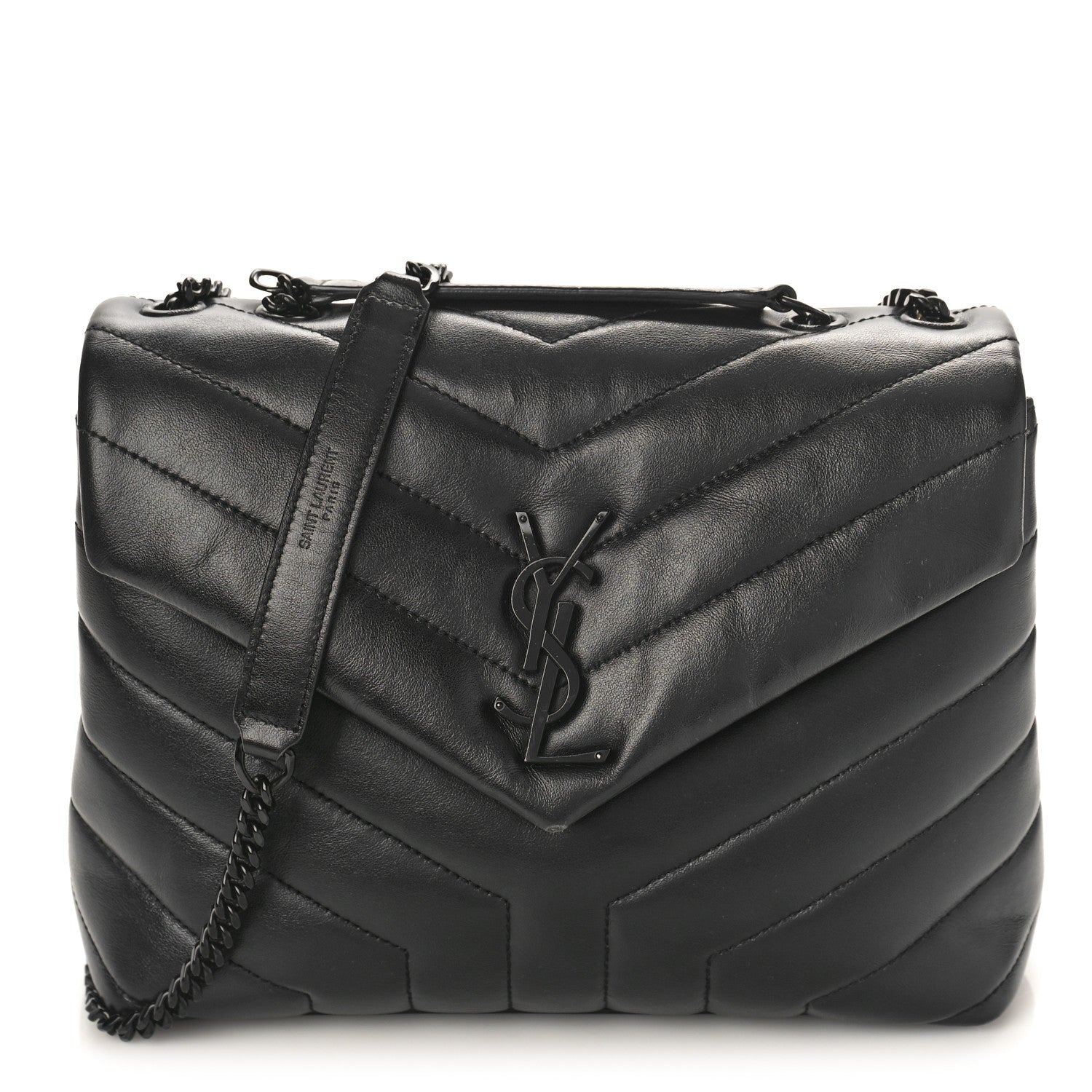 Saint Laurent Calfskin Y Quilted Monogram Monochrome Small Loulou Chain Satchel Black 1 of 8