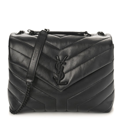 Saint Laurent Calfskin Y Quilted Monogram Monochrome Small Loulou Chain Satchel Black 1 of 8