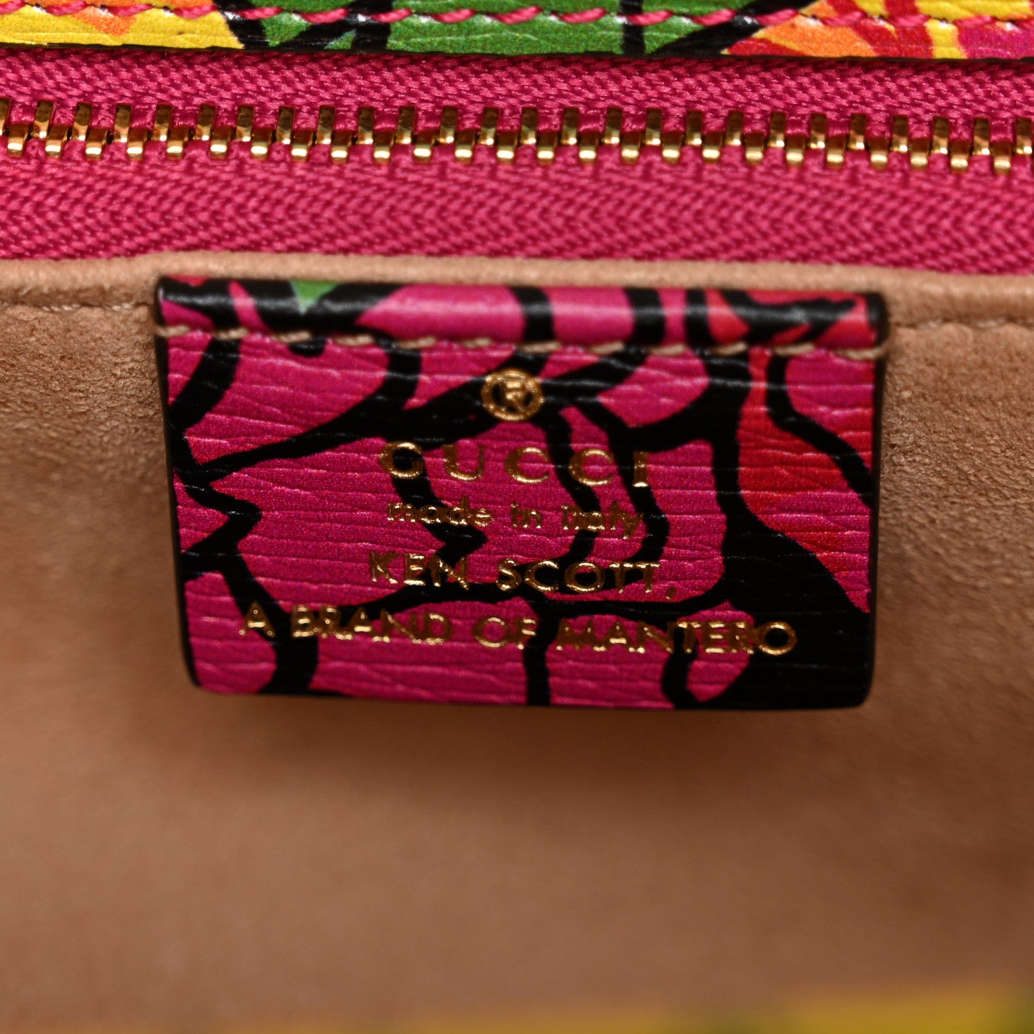 Gucci X KEN SCOTT New Shangai Calfskin Pomponica Print Horsebit 1955 Shoulder Bag Multicolor Fuxia Pompon 6 of 10