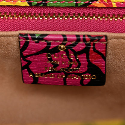 Gucci X KEN SCOTT New Shangai Calfskin Pomponica Print Horsebit 1955 Shoulder Bag Multicolor Fuxia Pompon 6 of 10