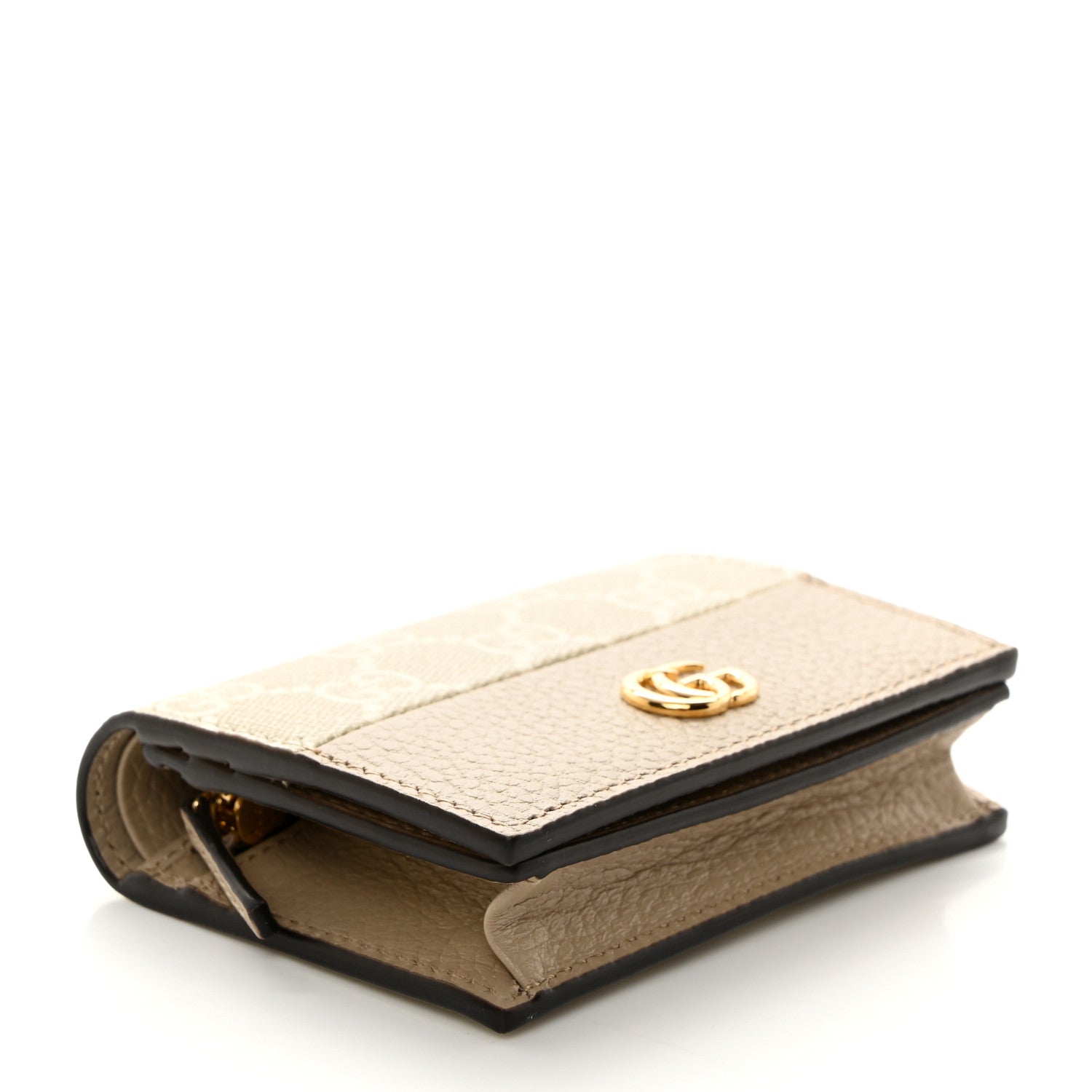 Gucci Dollar Calfskin GG Supreme Monogram GG Marmont Card Case Beige Mystic White Oatmeal 4 of 7