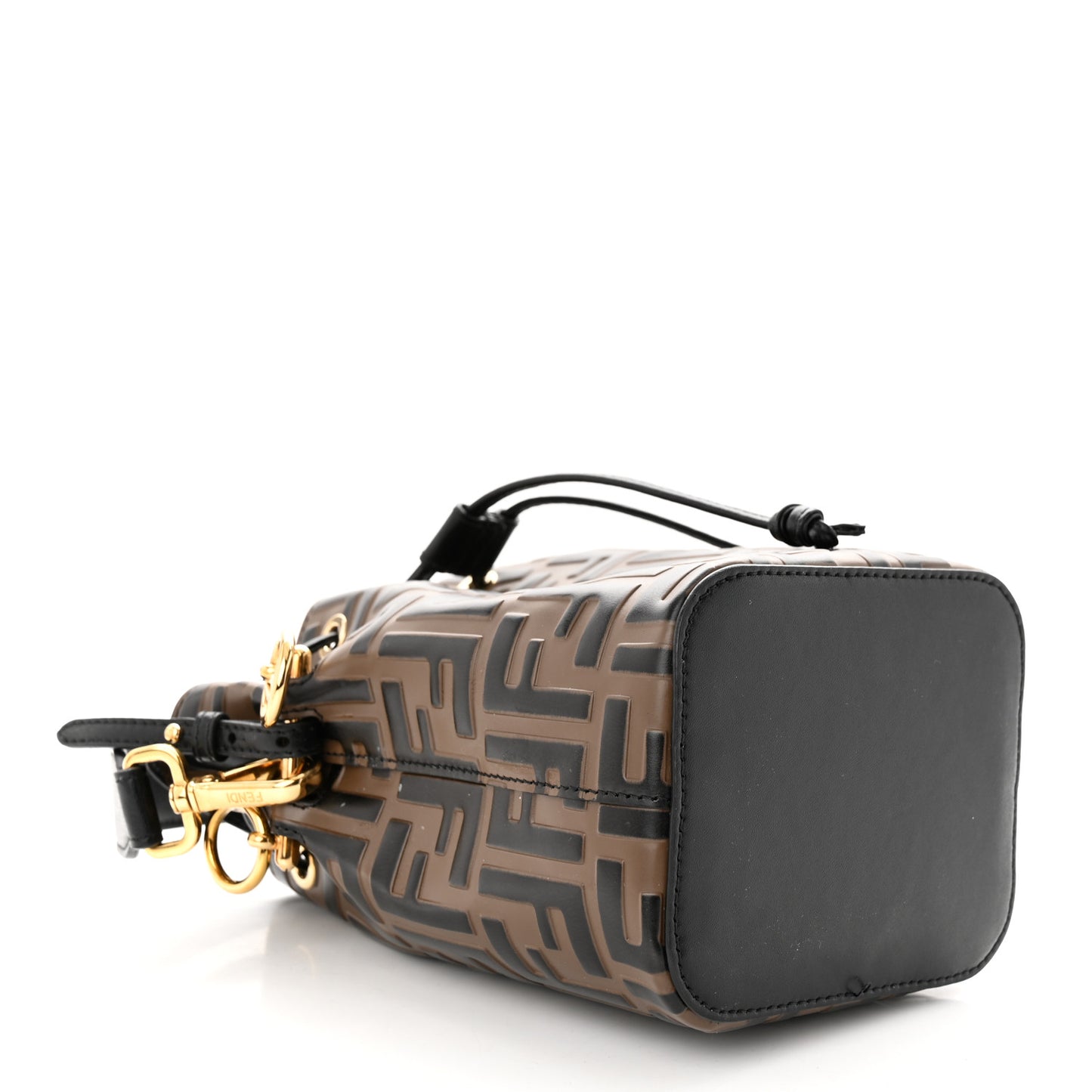 Vitello Liberty F is Fendi Bi-Color FF 1974 Embossed Mini Mon Tresor Bucket Bag Maya Black