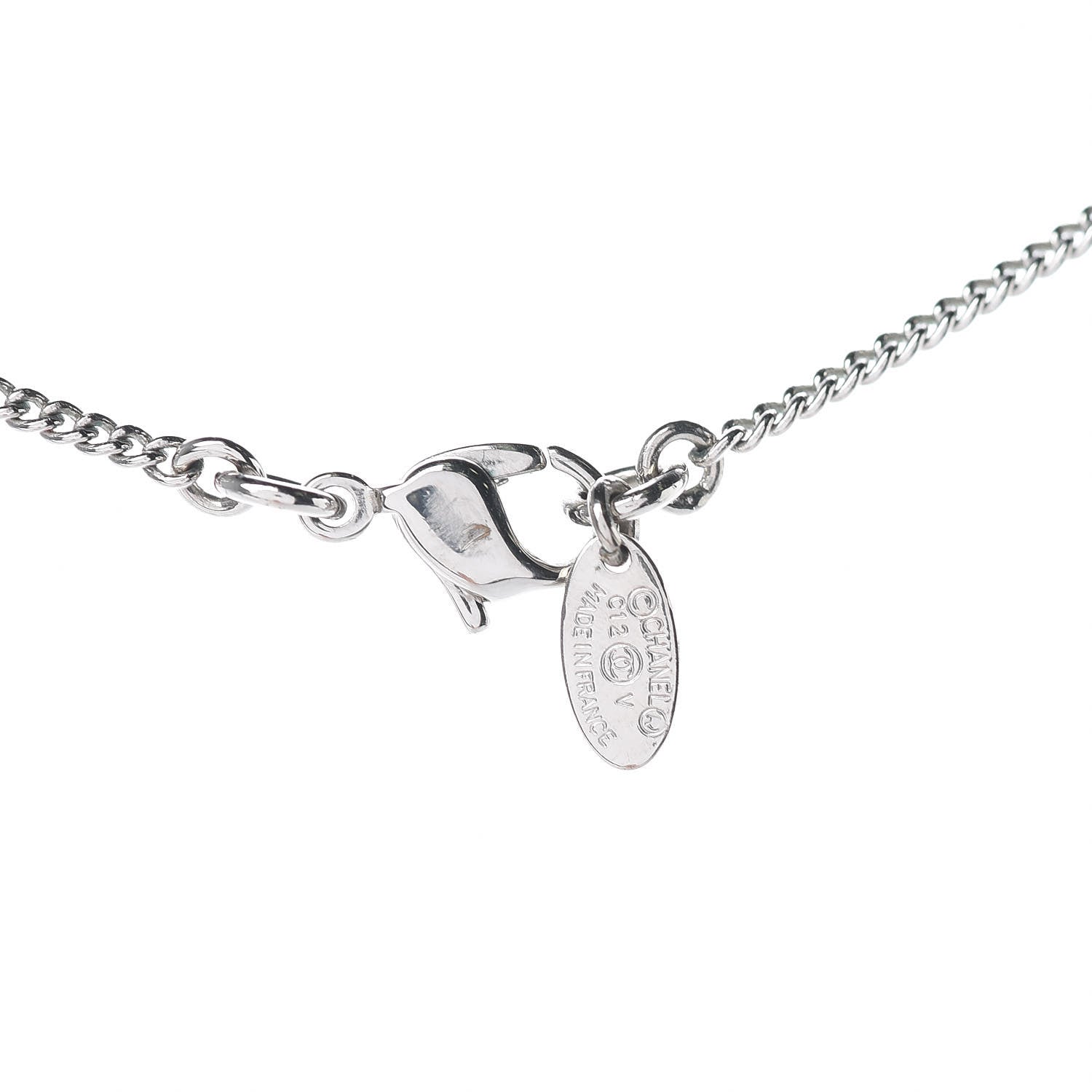 Chanel Crystal Timeless CC Necklace Silver 5 of 5