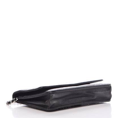 Chanel Lambskin Camellia Embossed Wallet on Chain WOC Black 4 of 11