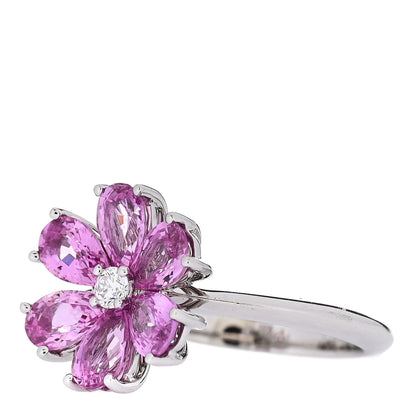 Harry Winston Platinum Diamond Pink Sapphire Forget-Me-Not Flower Ring 49 4.75 3 of 7