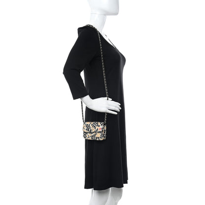 Chanel Canvas Check Flag Printed CC Clutch With Chain Beige Multicolor 2 of 12