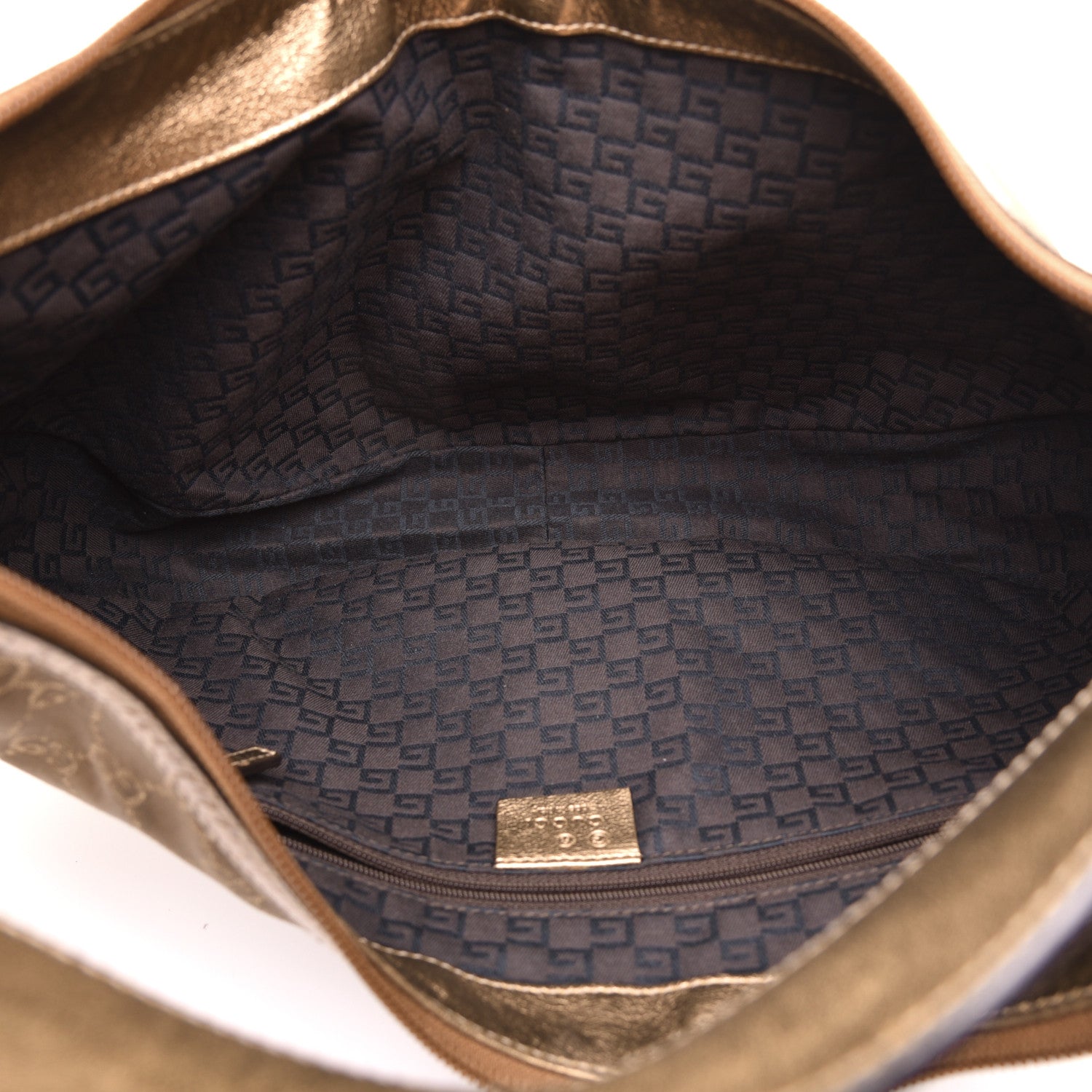 Gucci Satin Monogram Half Moon Hobo Bronze 5 of 9