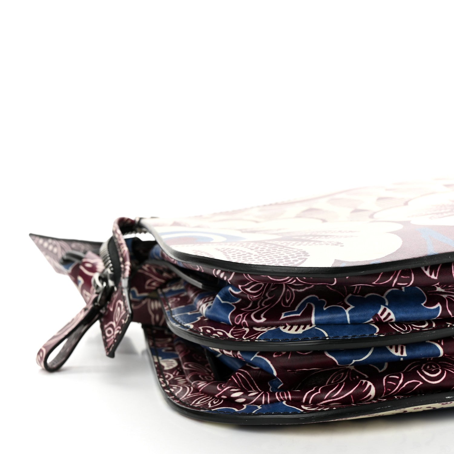 Valentino Garavani Calfskin Floral Print Mime Hobo Burgundy 8 of 9