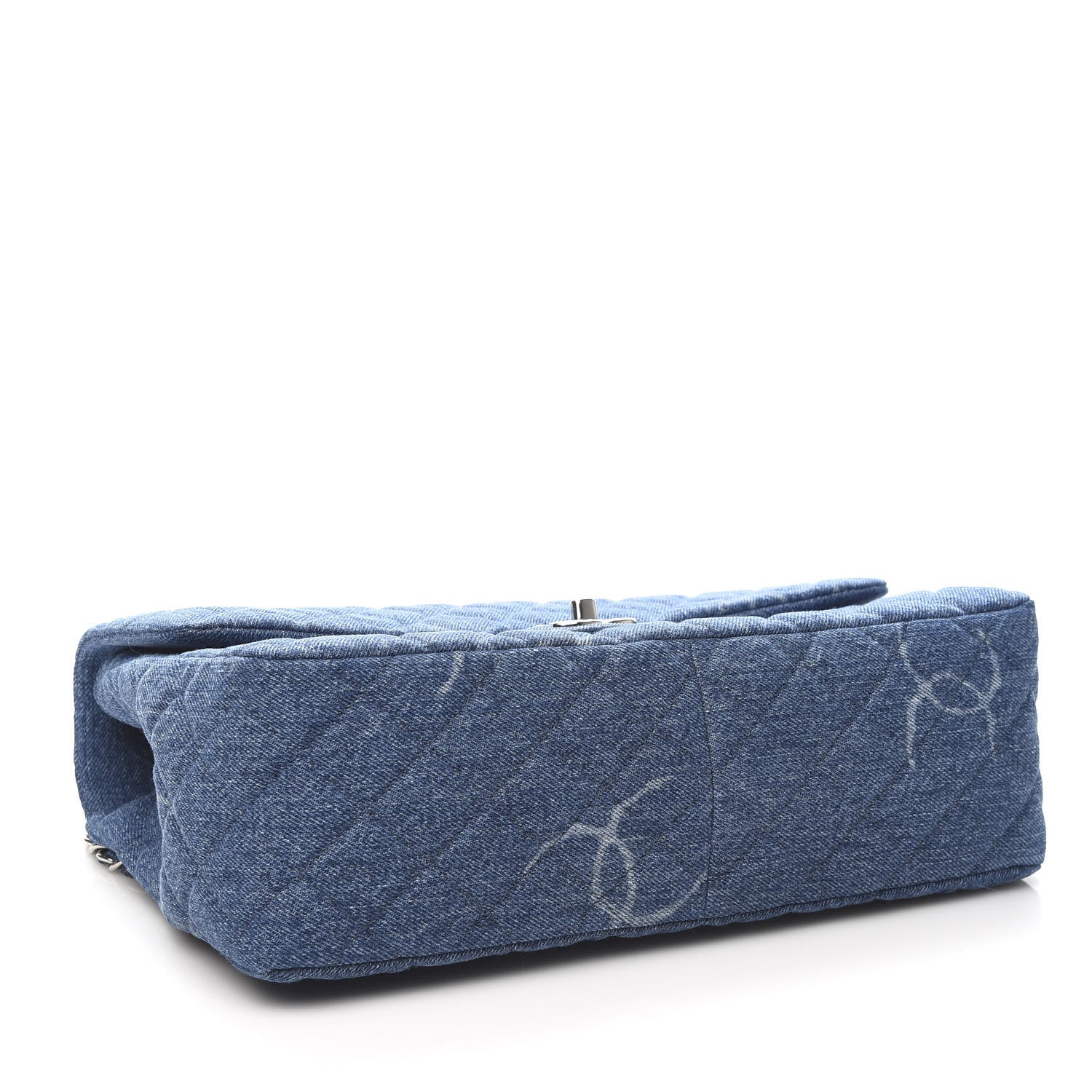 Chanel Denim Quilted CC Print Jumbo Single Flap Blue 4 of 11