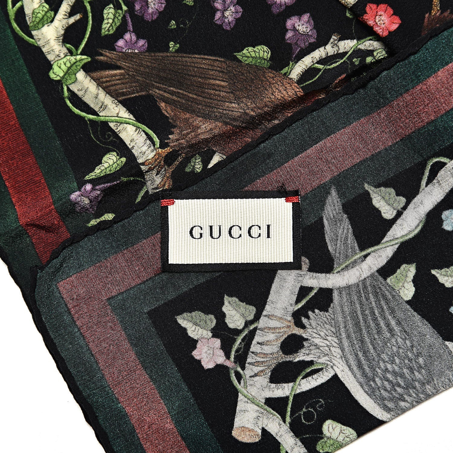 Gucci Silk Floral Condor Square Handkerchief Black 4 of 4