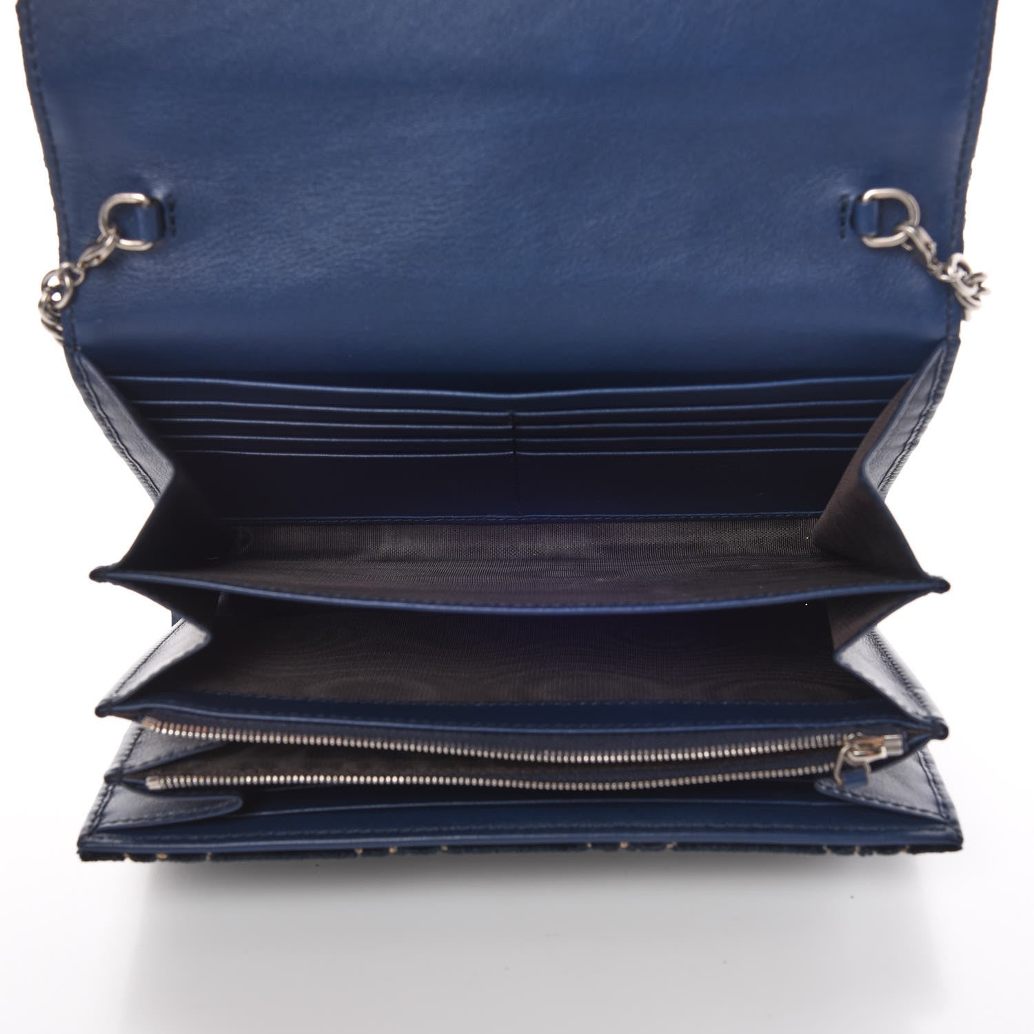 Gucci Velvet Crystal GG Monogram Mini Dionysus Chain Wallet Blue Beige Black 7 of 10