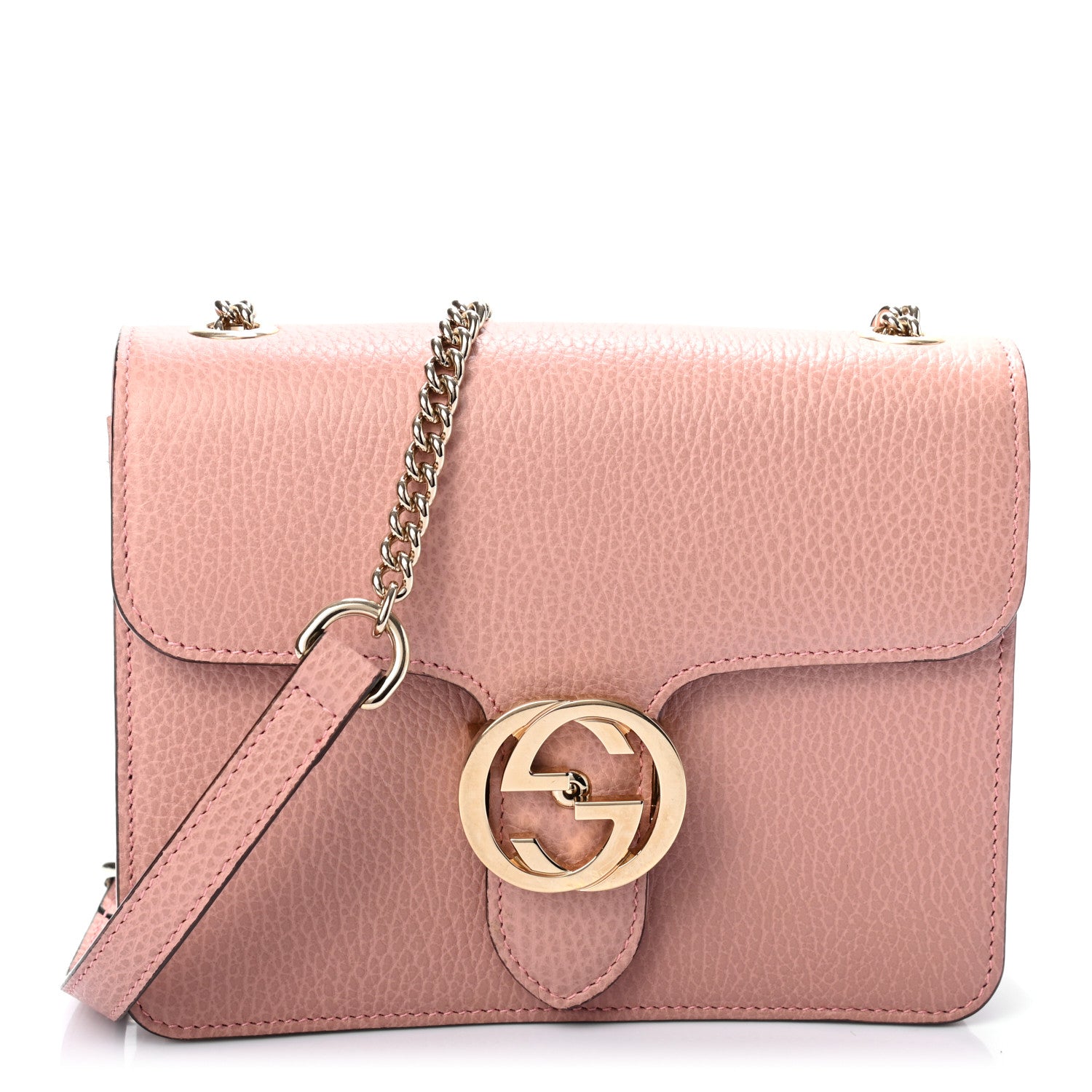Gucci Dollar Calfskin Small Interlocking G Shoulder Bag Soft Pink 1 of 9