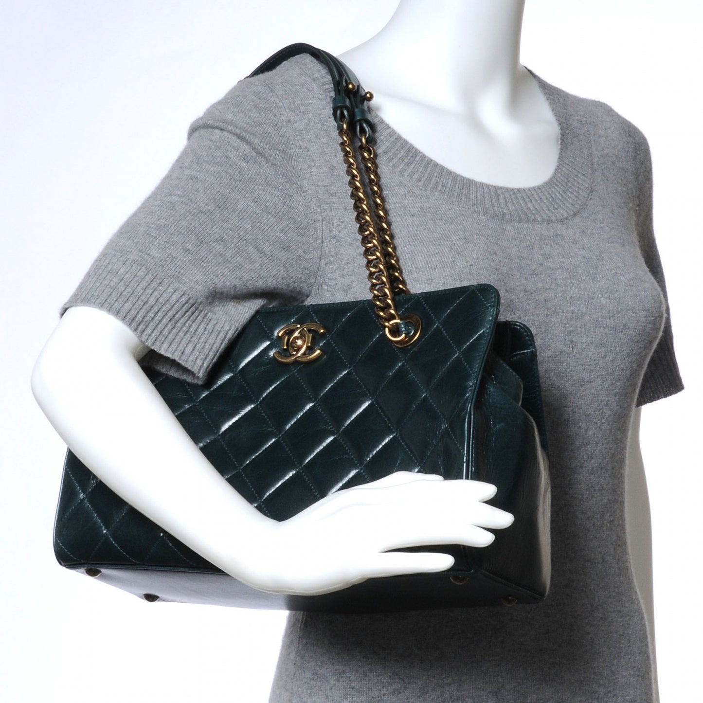 Calfskin Perfect Edge Tote Dark Green