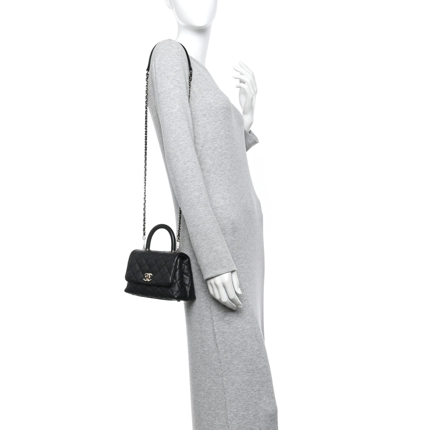 Caviar Quilted Extra Mini Coco Handle Flap Black
