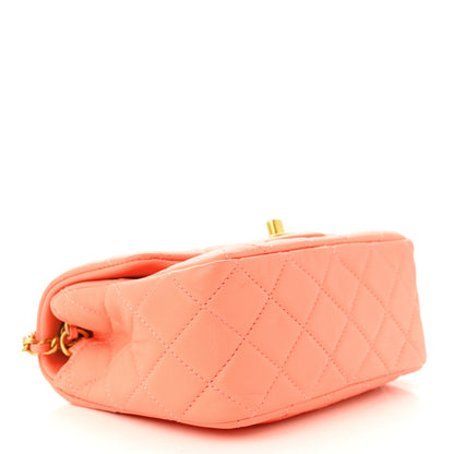 Chanel Lambskin Quilted Mini Pearl Crush Flap Light Orange 4 of 13