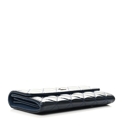 Chanel Patent Quilted Large Flap Wallet Navy 4 of 11