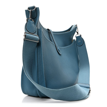 Hermes Taurillon Clemence Evelyne III GM Blue Jean 3 of 10