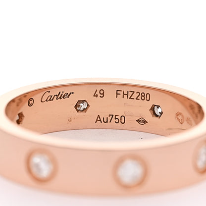 Cartier 18K Pink Gold 8 Diamond 4mm LOVE Wedding Band Ring 49 4.75 4 of 5