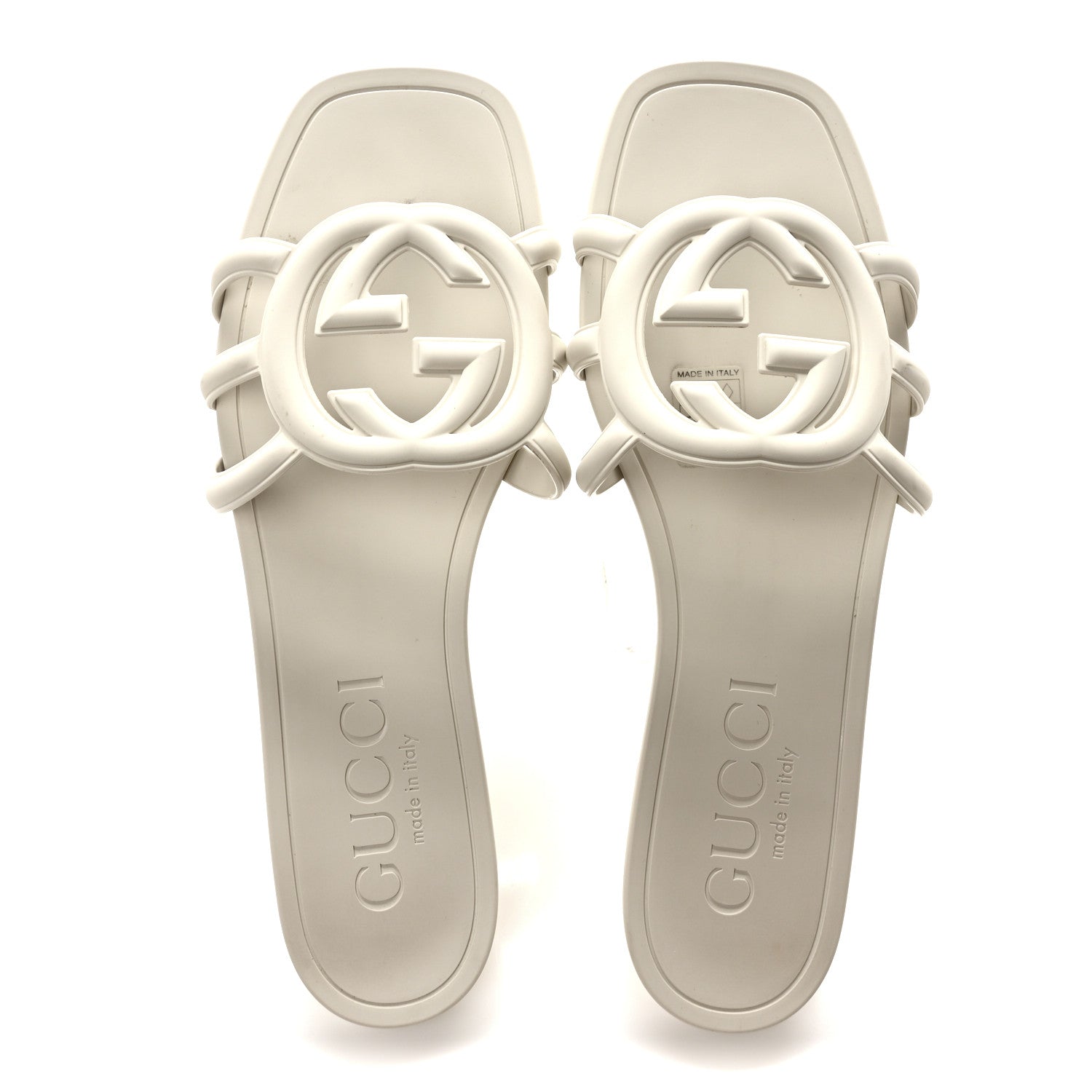 Gucci Rubber Interlocking G Womens Slide Sandals 39 Mystic White 2 of 9