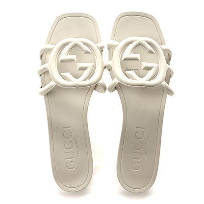 Gucci Rubber Interlocking G Womens Slide Sandals 39 Mystic White 2 of 9