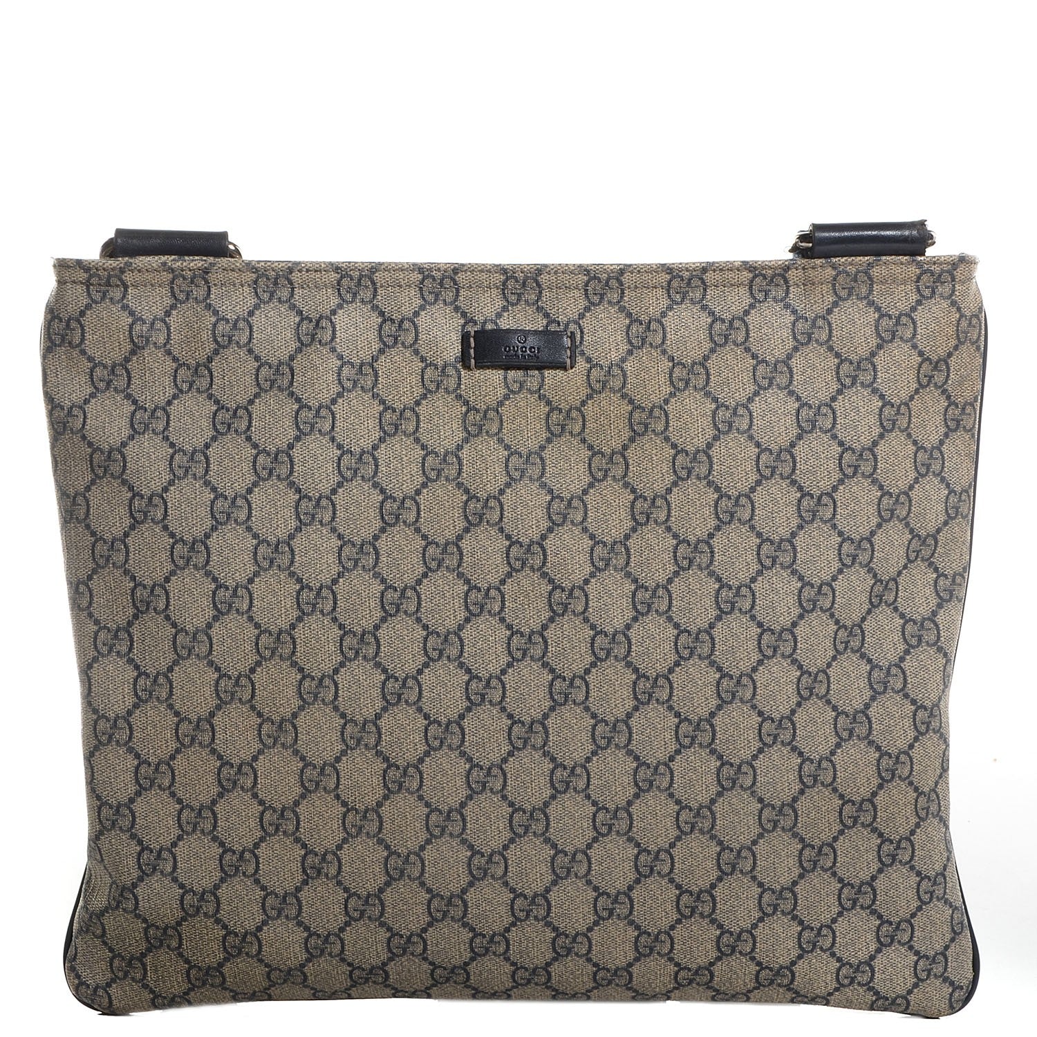 Gucci GG Plus Monogram Large Flat Messenger Bag Beige Blue 1 of 9