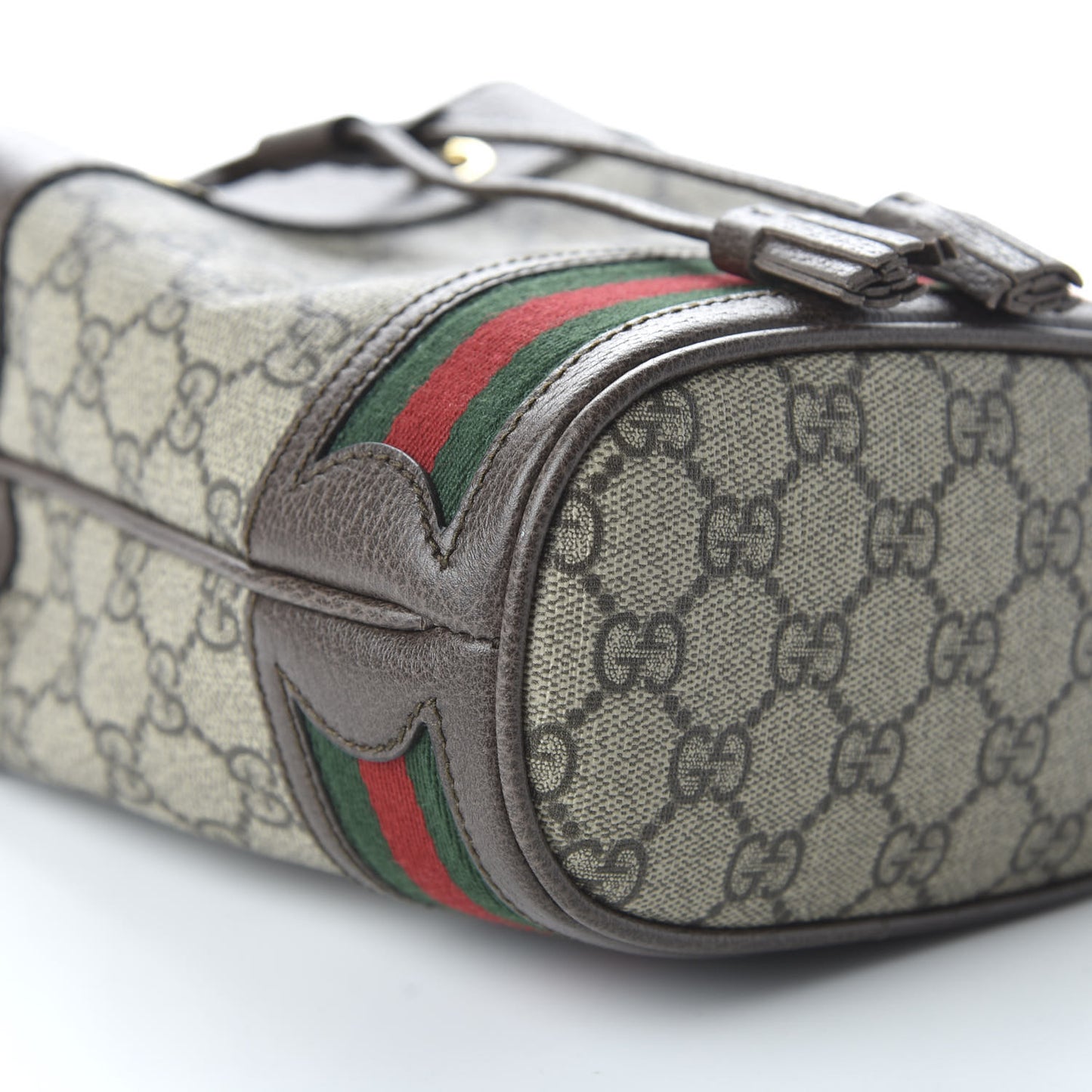 GG Supreme Monogram Web Mini Ophidia Bucket Bag Brown