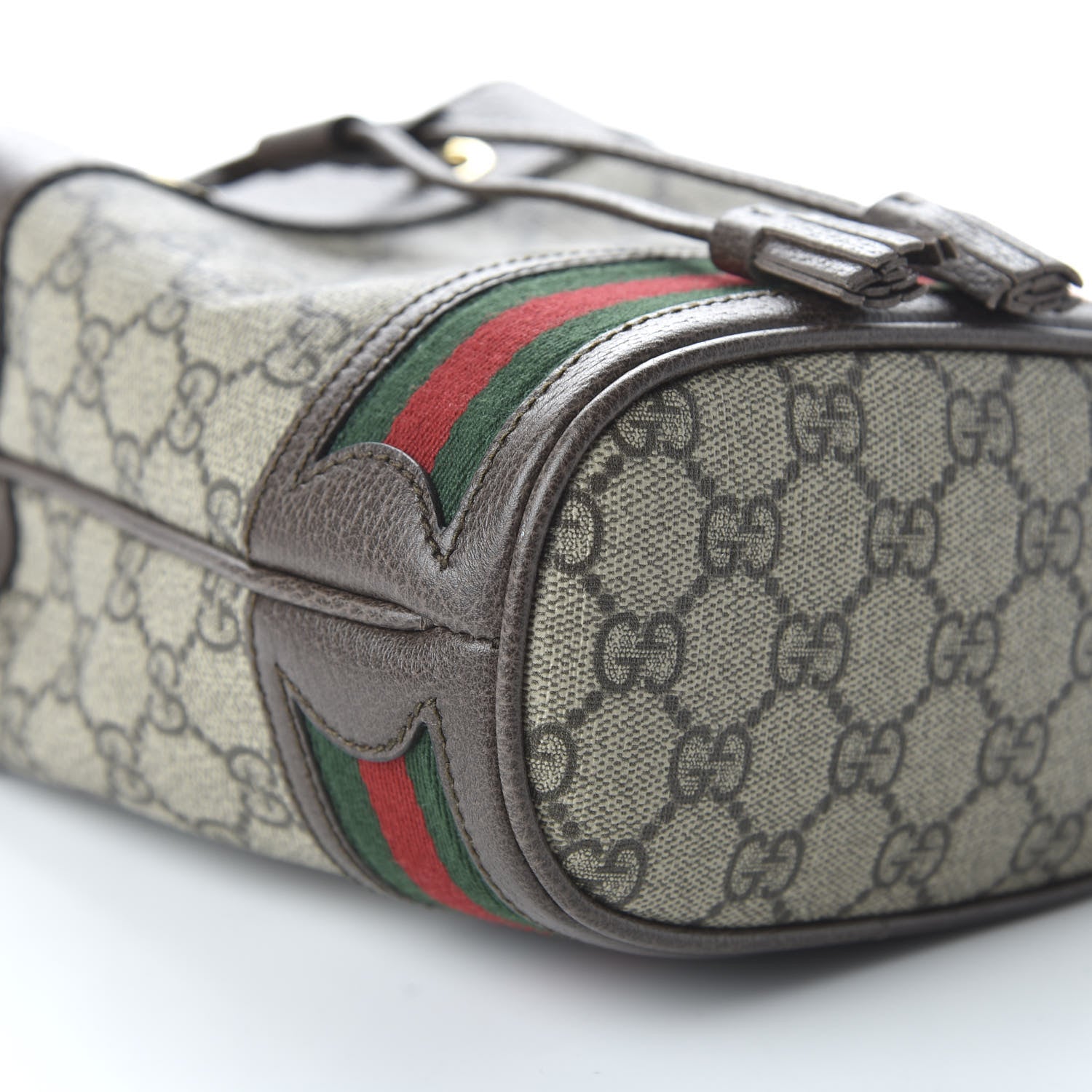 Gucci GG Supreme Monogram Web Mini Ophidia Bucket Bag Brown 6 of 10