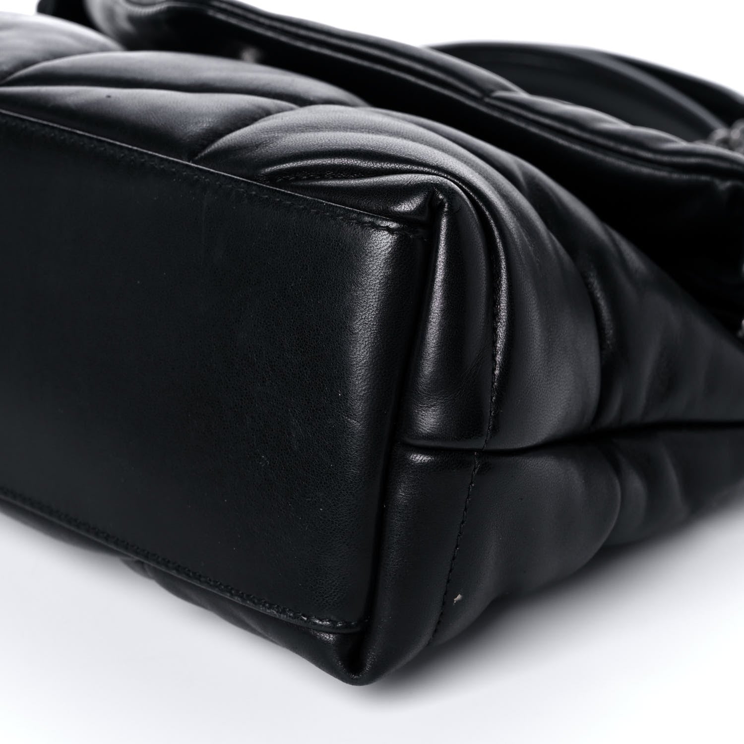 Saint Laurent Lambskin Quilted Small Loulou Puffer Monogram Chain Satchel Black 10 of 13