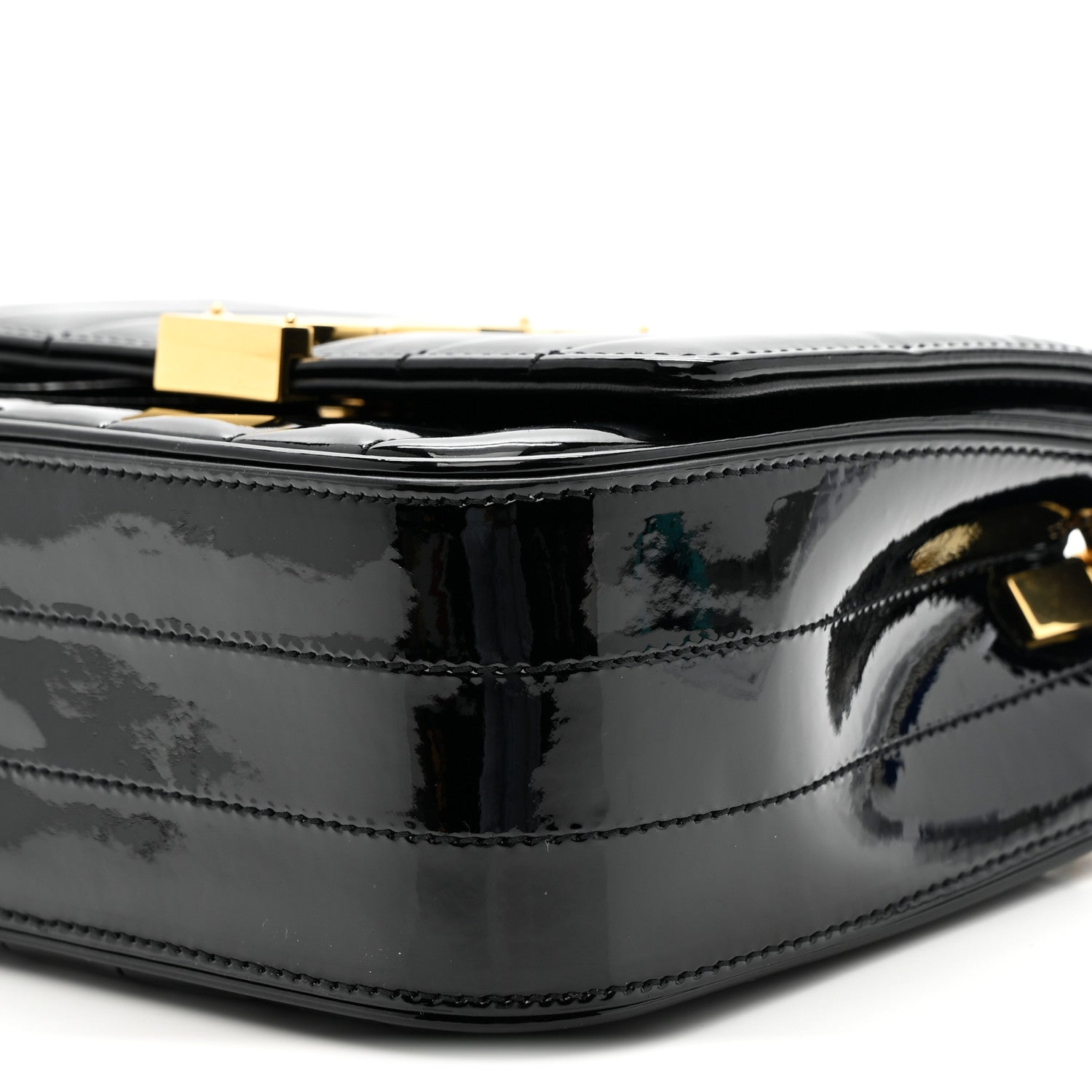 Saint Laurent Patent Calfskin Matelasse Monogram Small Vicky Chain Bag Black 10 of 11