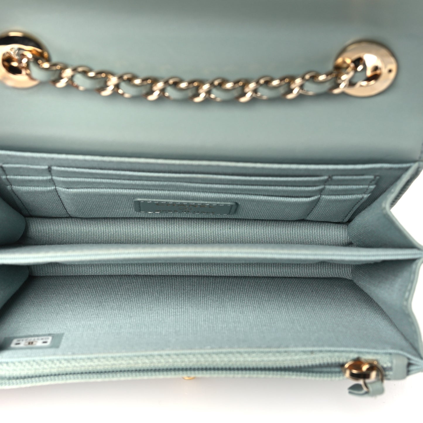 Lambskin Quilted Mini Trendy CC Wallet On Chain WOC Grey