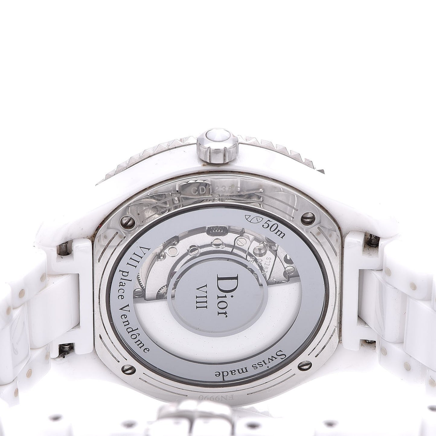 Stainless Steel Ceramic Diamond Mother of Pearl 33mm Dior VIII Automatic Watch White