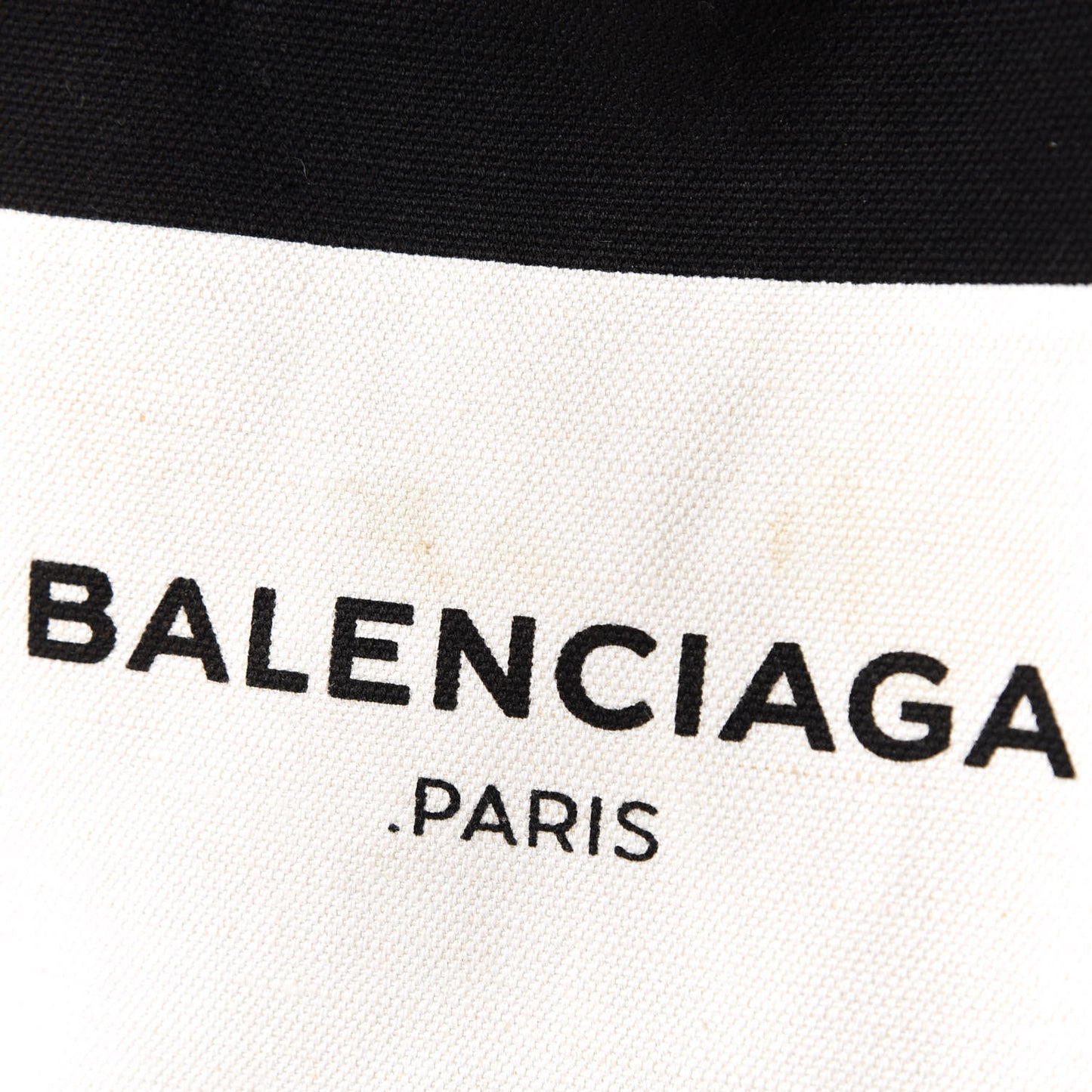 Calfskin Canvas M Cabas Tote Navy wHITE