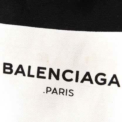 Balenciaga Calfskin Canvas M Cabas Tote Navy wHITE 12 of 13