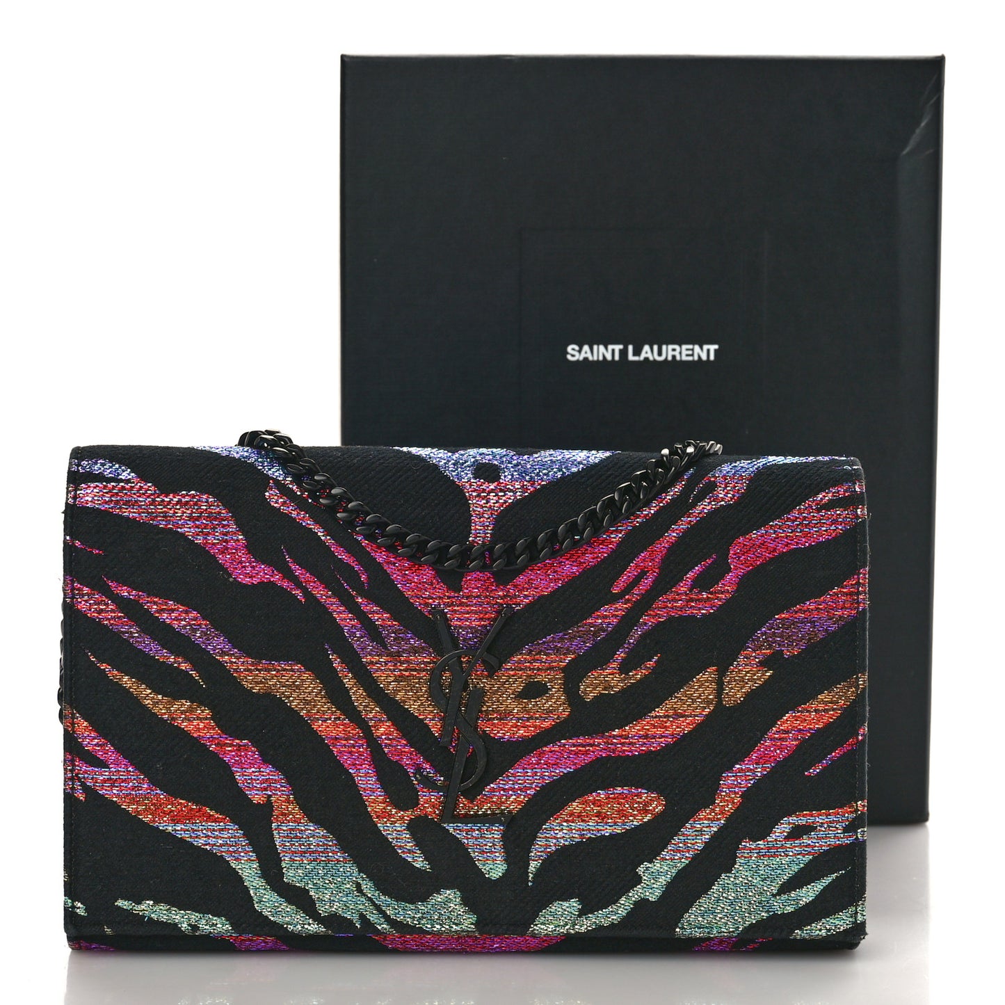 Tiger Burnout Monogram Chain Wallet Multicolor