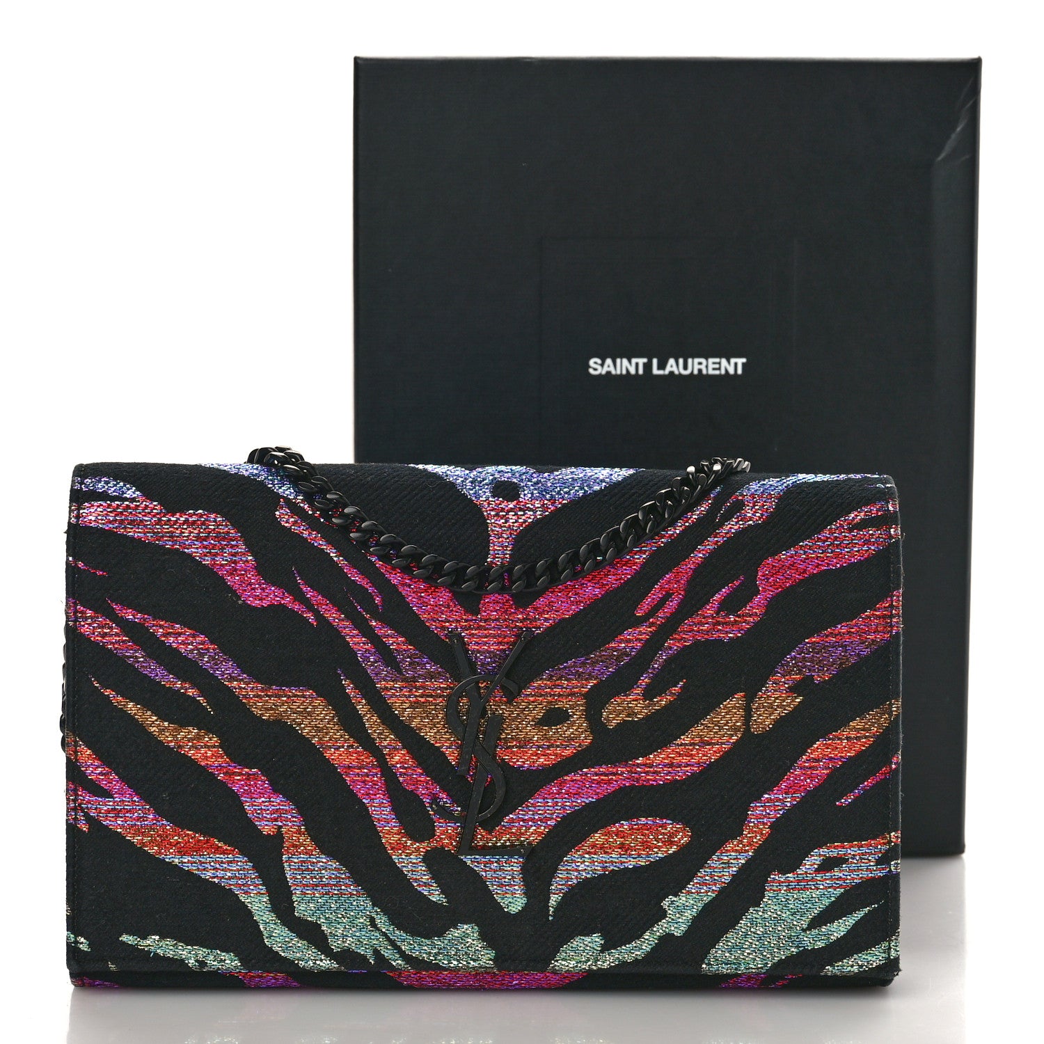 Saint Laurent Tiger Burnout Monogram Chain Wallet Multicolor 11 of 11