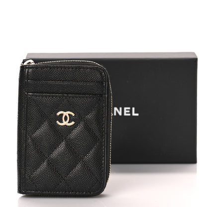Chanel Caviar Quilted Zip Card Holder Black 10 of 10