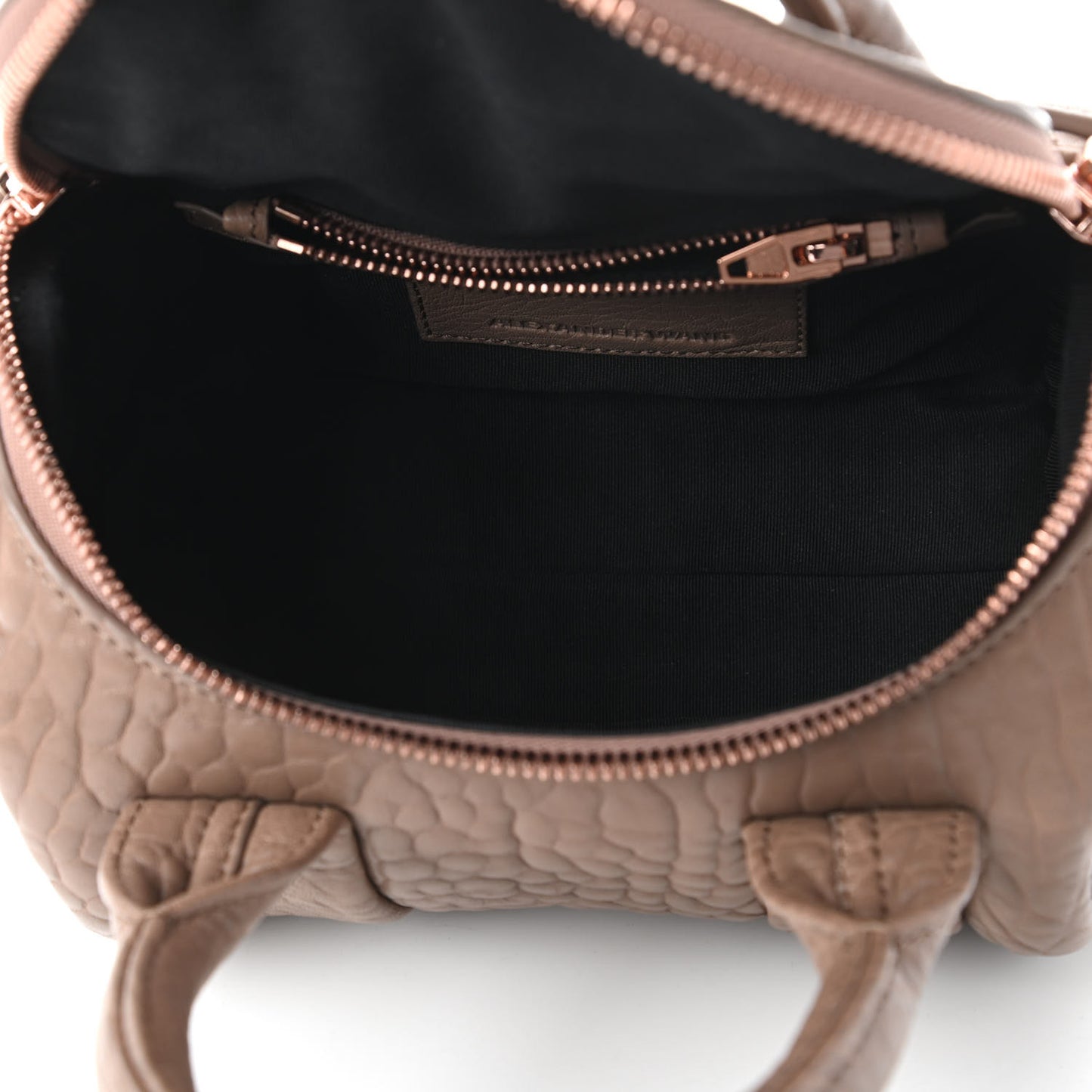 Pebbled Lambskin Mini Rockie Latte Rose Gold Hardware