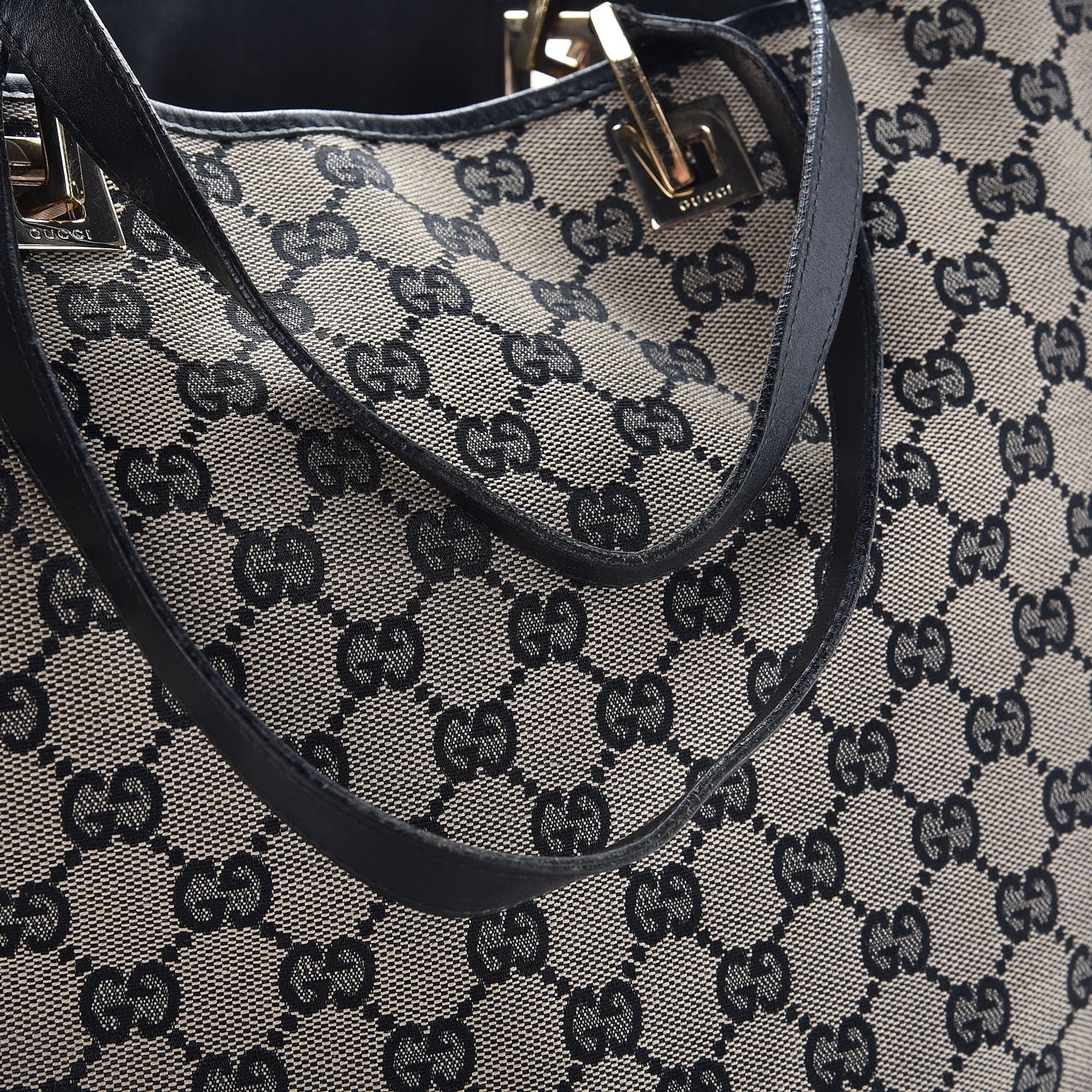 Gucci Monogram Canvas Medium Tote Black 10 of 10