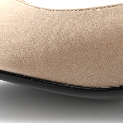 Chanel Strass Satin Grosgrain Mary Jane Flats 38.5 Beige Black 10 of 11