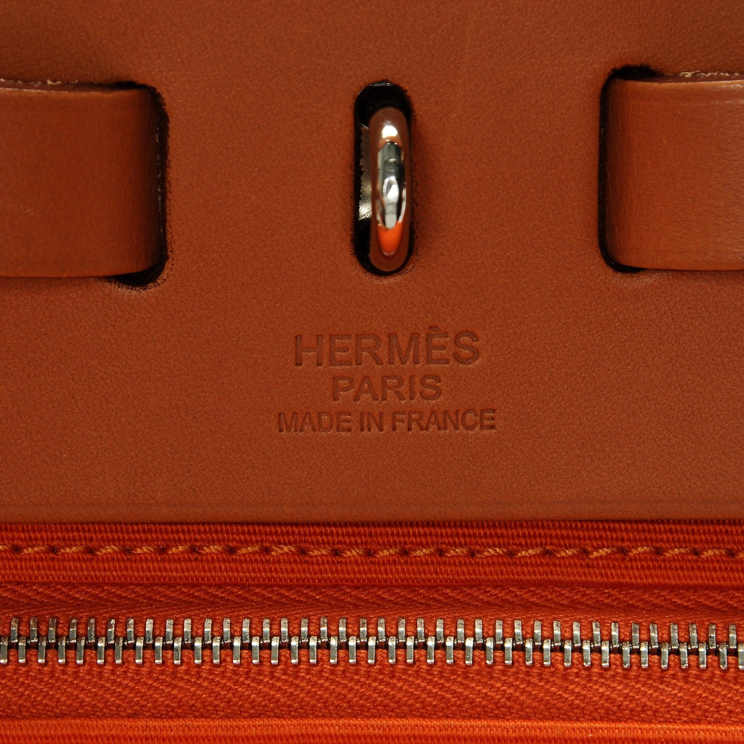 Hermes Natural Barenia Toile Herbag Zip 31 PM Orange 7 of 8