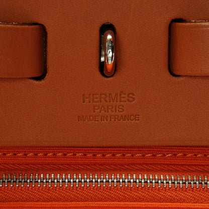 Hermes Natural Barenia Toile Herbag Zip 31 PM Orange 7 of 8