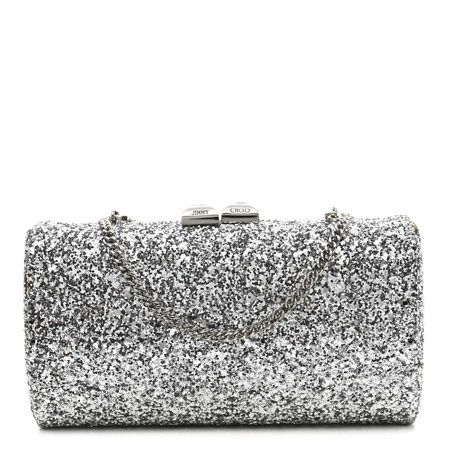 Jimmy Choo Glitter Celeste Clutch Silver 1 of 9