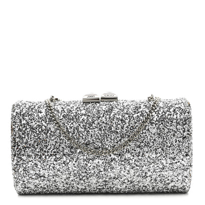 Jimmy Choo Glitter Celeste Clutch Silver 1 of 9