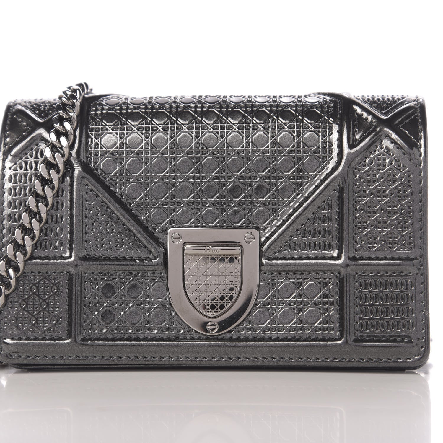 Christian Dior Metallic Patent Micro-Cannage Baby Diorama Flap Bag Onyx Black 9 of 9