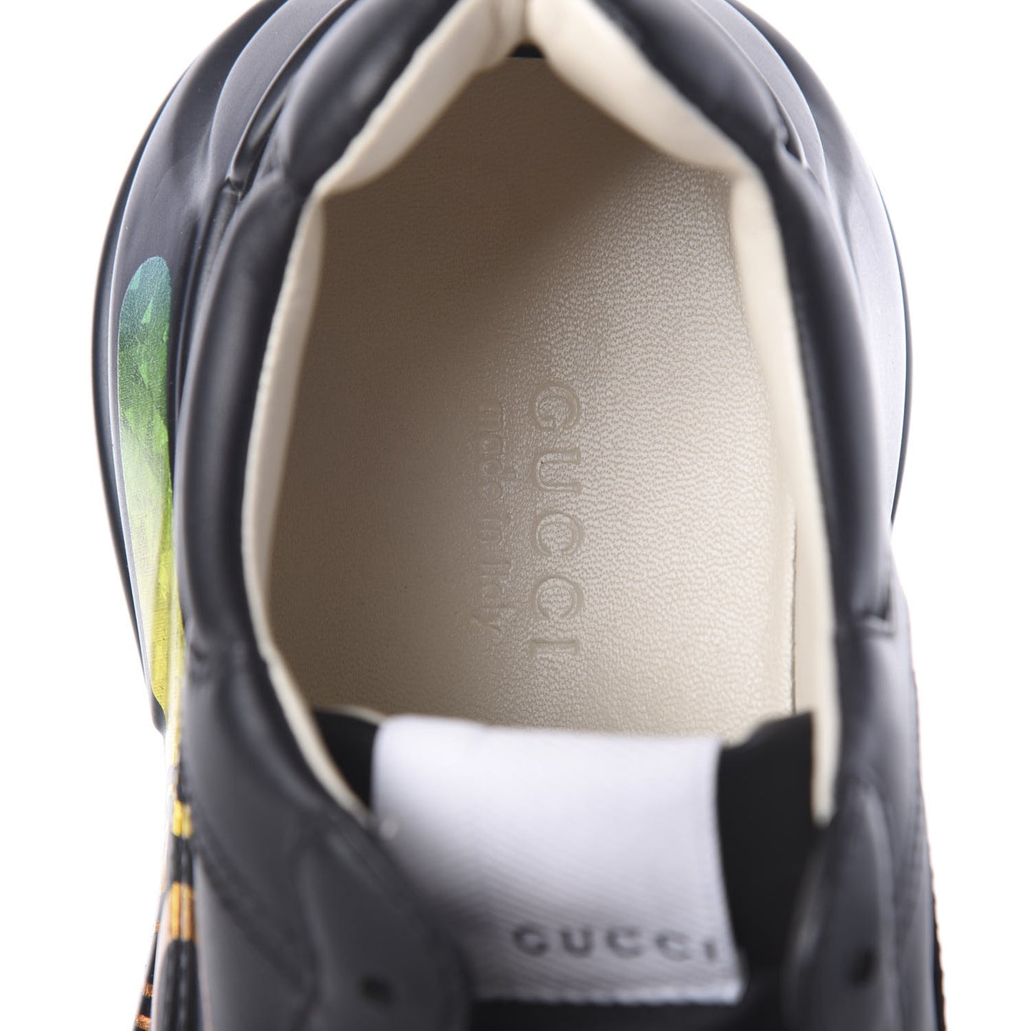 Calfskin Iridescent Logo Womens Rhyton Sneakers 36 Black